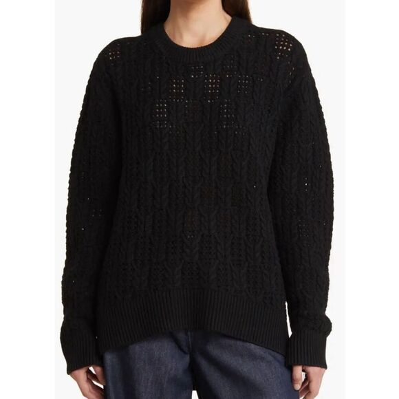 Rag & Bone 100% wool Divya cable crochet knit sweater large - Picture 1 of 13